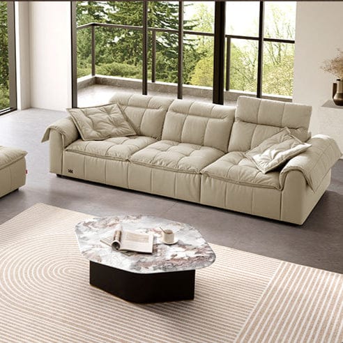 KUKA #1199 3-Seater Minimalist Design Top Grain Leather Sofa (Factory Direct) picket and rail