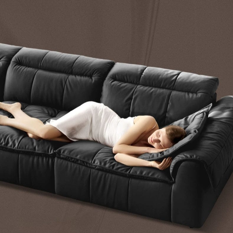 KUKA #1199 3-Seater Minimalist Design Top Grain Leather Sofa (Factory Direct) picket and rail