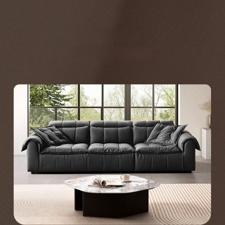 KUKA #1199 3-Seater Minimalist Design Top Grain Leather Sofa (Factory Direct) picket and rail