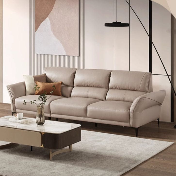 KUKA #1202 3-Seater Minimalist Design Top Grain Leather Sofa with Adjustable Armrest (Factory Direct) picket and rail