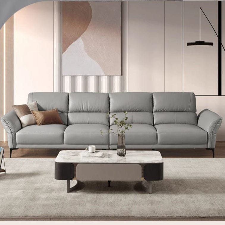 KUKA #1202 3-Seater Minimalist Design Top Grain Leather Sofa with Adjustable Armrest (Factory Direct) picket and rail