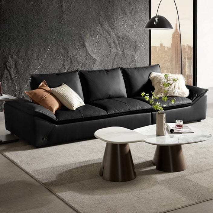 KUKA #1212 3-Seater Minimalist Design Top Grain Leather Sofa (Factory Direct) picket and rail