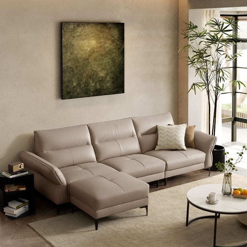KUKA #1223 3-Seater Minimalist Design Top Grain Leather Sofa (Factory Direct) picket and rail