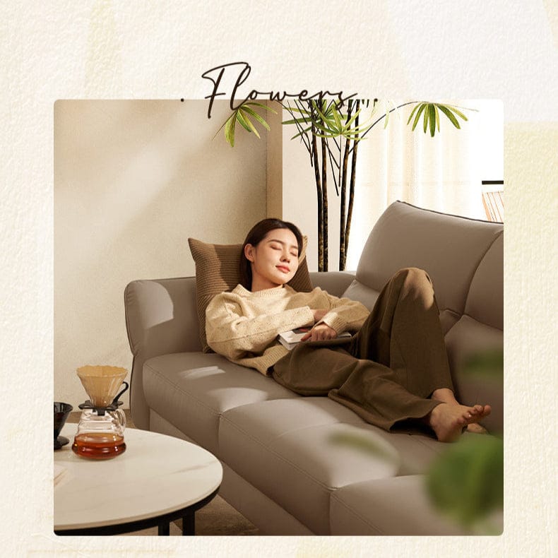 KUKA #1223 3-Seater Minimalist Design Top Grain Leather Sofa (Factory Direct) picket and rail