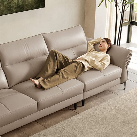 KUKA #1223 3-Seater Minimalist Design Top Grain Leather Sofa (Factory Direct) picket and rail