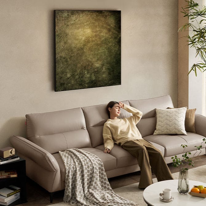 KUKA #1223 3-Seater Minimalist Design Top Grain Leather Sofa (Factory Direct) picket and rail