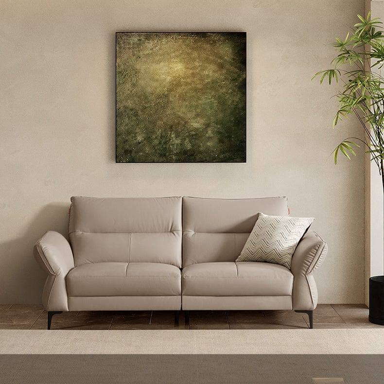 KUKA #1223 3-Seater Minimalist Design Top Grain Leather Sofa (Factory Direct) picket and rail