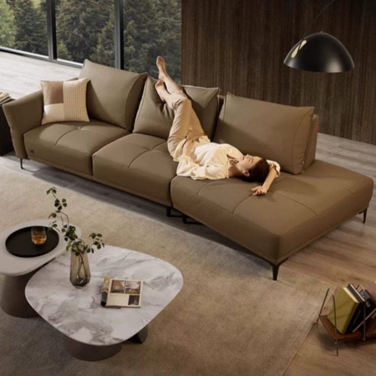 KUKA #1225 3-Seater Minimalist Design Top Grain Leather Sofa (Factory Direct) picket and rail