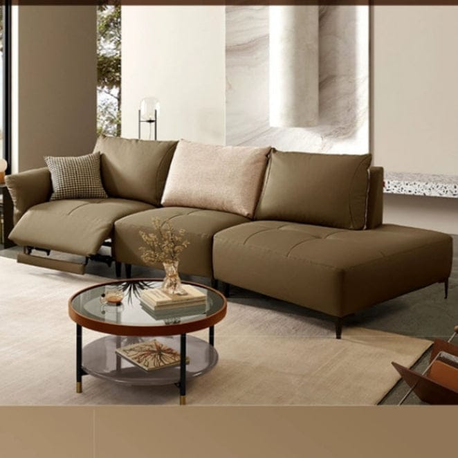 KUKA #1225 3-Seater Minimalist Design Top Grain Leather Sofa (Factory Direct) picket and rail