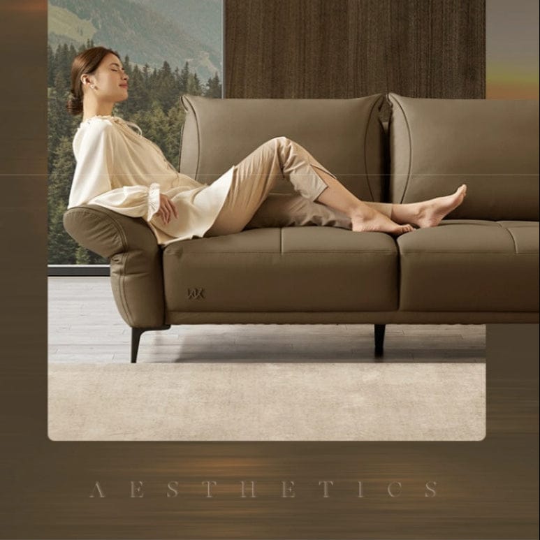 KUKA #1225 3-Seater Minimalist Design Top Grain Leather Sofa (Factory Direct) picket and rail