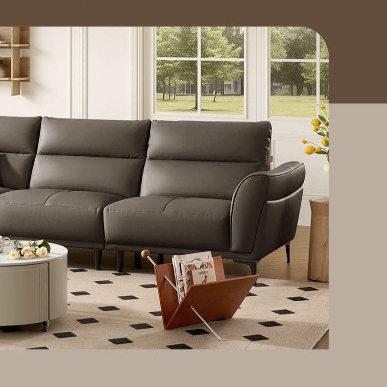 KUKA #1227 3-Seater Minimalist Design Top Grain Leather Sofa (Factory Direct) picket and rail