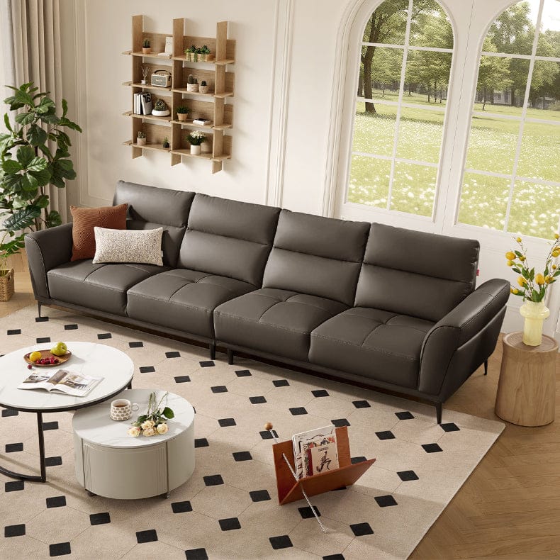 KUKA #1227 3-Seater Minimalist Design Top Grain Leather Sofa