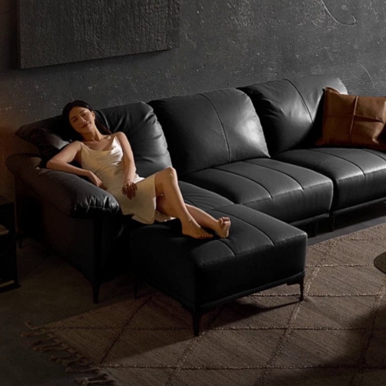 KUKA #1229 3-Seater Minimalist Design Top Grain Leather Sofa (Factory Direct) picket and rail