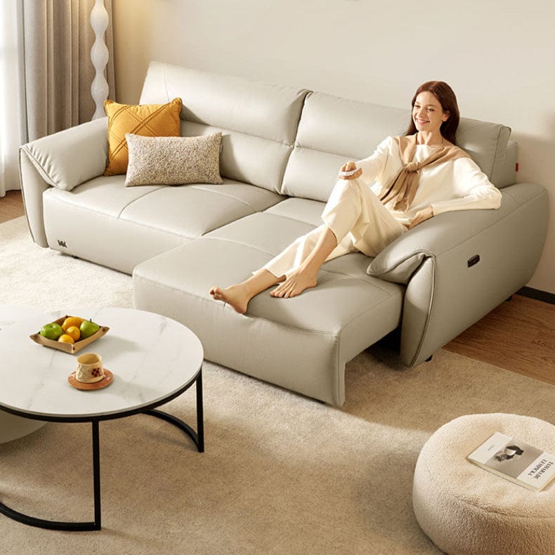 KUKA #1233 3-Seater Minimalist Design Top Grain Leather Electric Daybed Sofa (Factory Direct) picket and rail