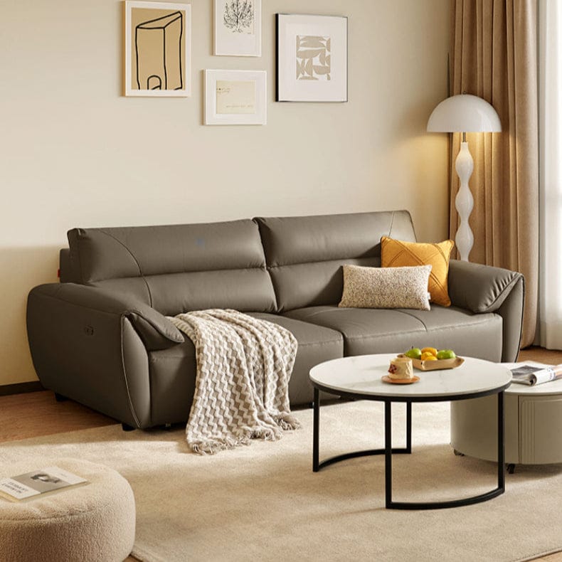 KUKA #1233 3-Seater Minimalist Design Top Grain Leather Electric Daybed Sofa (Factory Direct) picket and rail