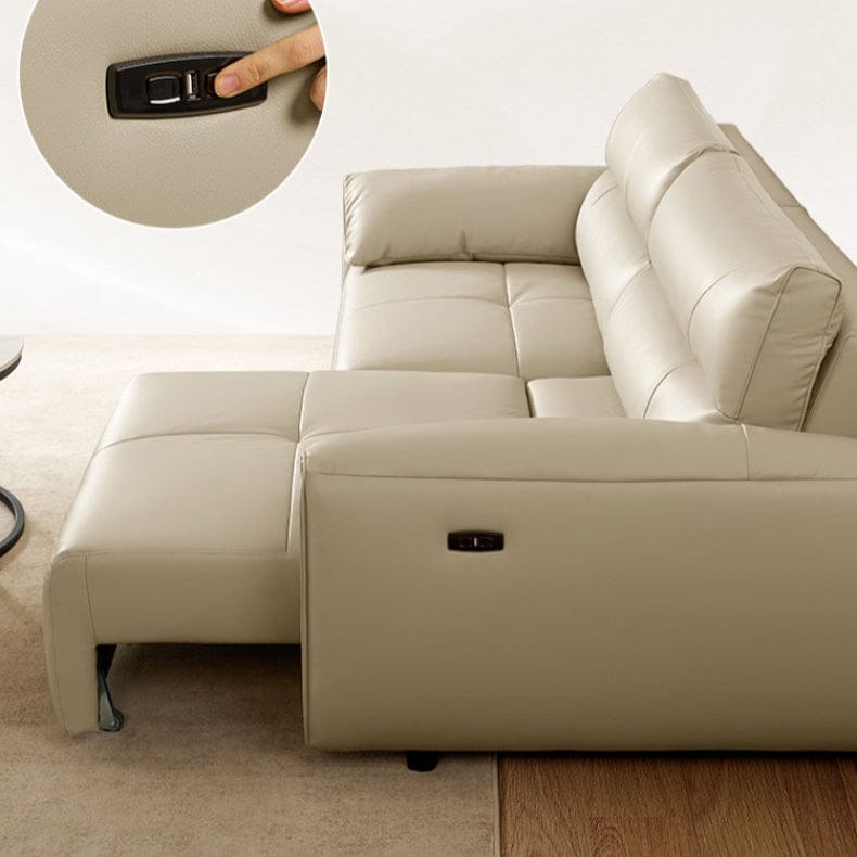 KUKA #1233 3-Seater Minimalist Design Top Grain Leather Electric Daybed Sofa (Factory Direct) picket and rail