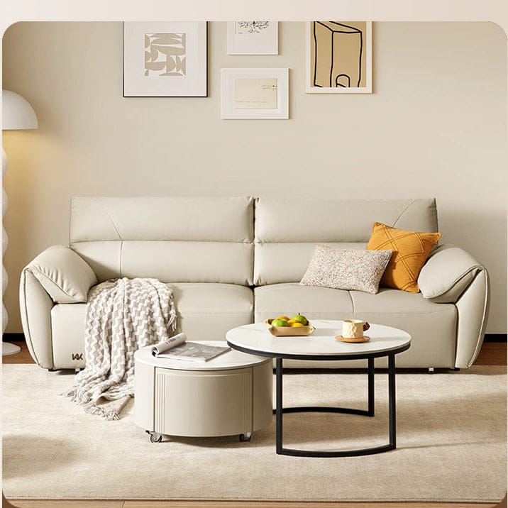 KUKA #1233 3-Seater Minimalist Design Top Grain Leather Electric Daybed Sofa (Factory Direct) picket and rail