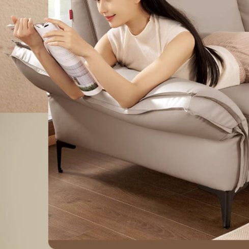 KUKA #1235FD 3-Seater Minimalist Design Top Grain Leather Sofa with Adjustable Armrest (Factory Direct) picket and rail