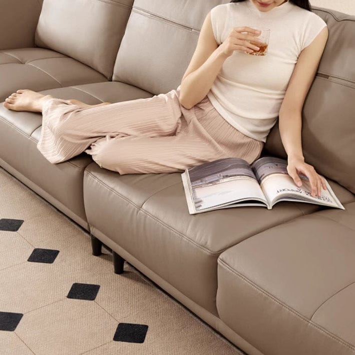 KUKA #1235FD 3-Seater Minimalist Design Top Grain Leather Sofa with Adjustable Armrest (Factory Direct) picket and rail