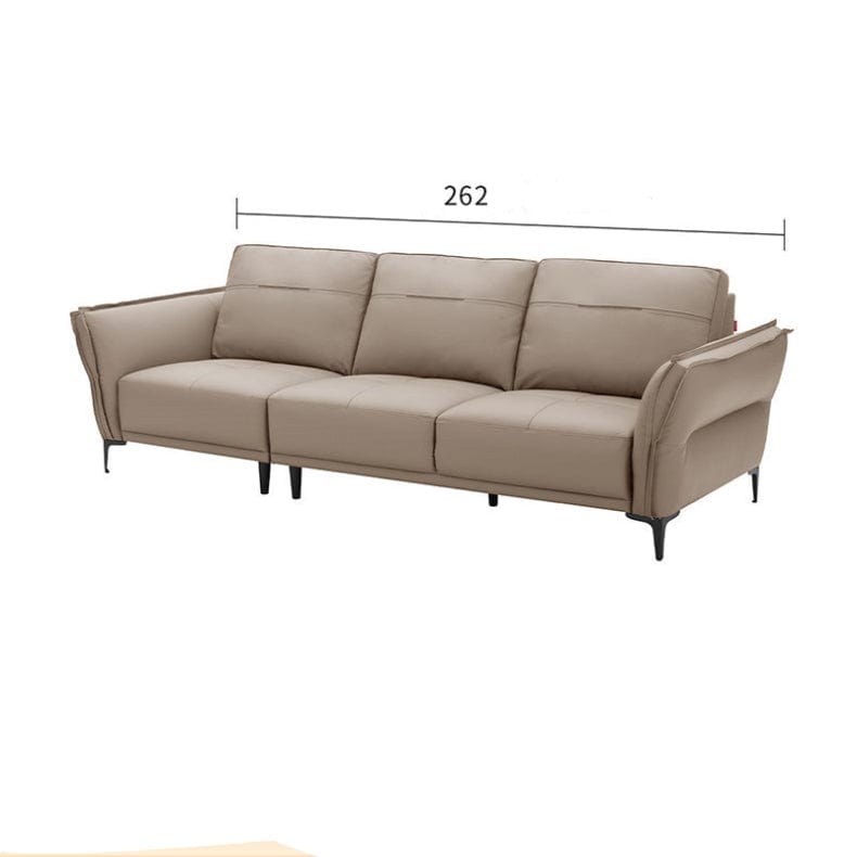 KUKA #1235FD 3-Seater Minimalist Design Top Grain Leather Sofa with Adjustable Armrest (Factory Direct) picket and rail
