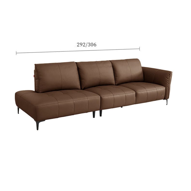 KUKA #1237 3-Seater Minimalist Design Top Grain Leather Daybed Sofa with Adjustable Armrest (Factory Direct) picket and rail