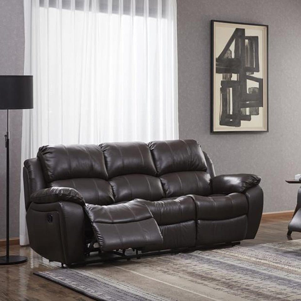 KUKA #1238 Leather Recliner Sofa (M Series) (I) picket and rail
