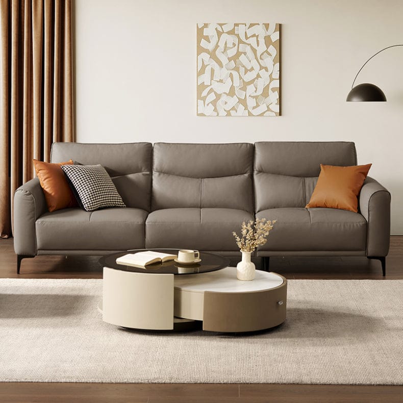 KUKA #1238FD 3-SeaterCompact Minimalist Design Top Grain Leather Sofa (Factory Direct) picket and rail