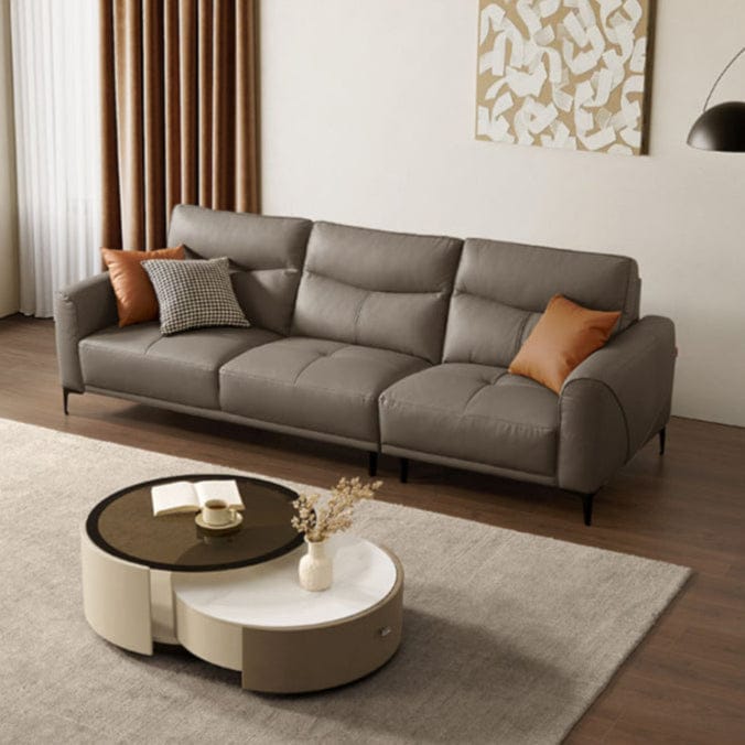 KUKA #1238FD 3-SeaterCompact Minimalist Design Top Grain Leather Sofa (Factory Direct) picket and rail