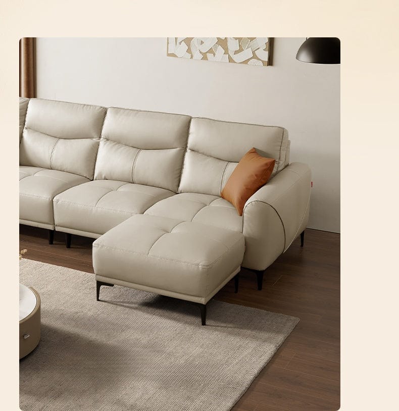 KUKA #1238FD 3-SeaterCompact Minimalist Design Top Grain Leather Sofa (Factory Direct) picket and rail
