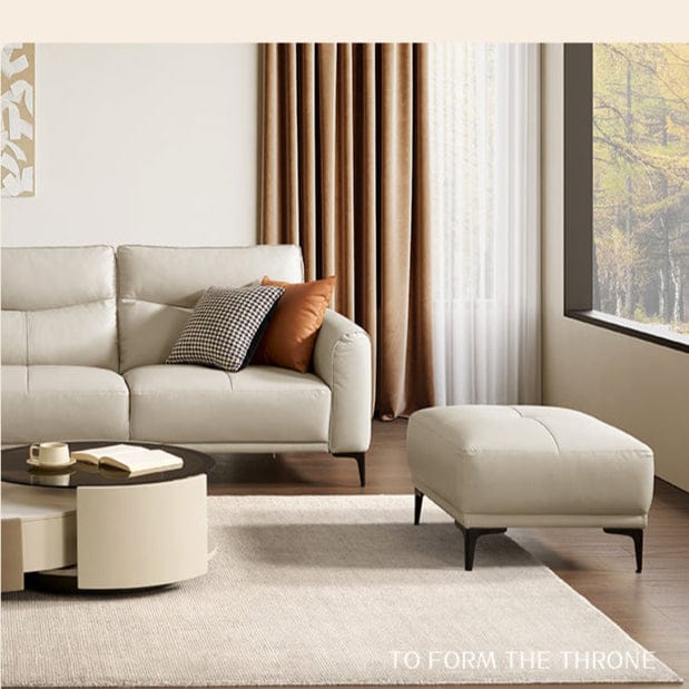 KUKA #1238FD 3-SeaterCompact Minimalist Design Top Grain Leather Sofa (Factory Direct) picket and rail