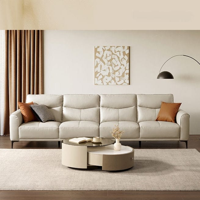 KUKA #1238FD 3-SeaterCompact Minimalist Design Top Grain Leather Sofa (Factory Direct) picket and rail