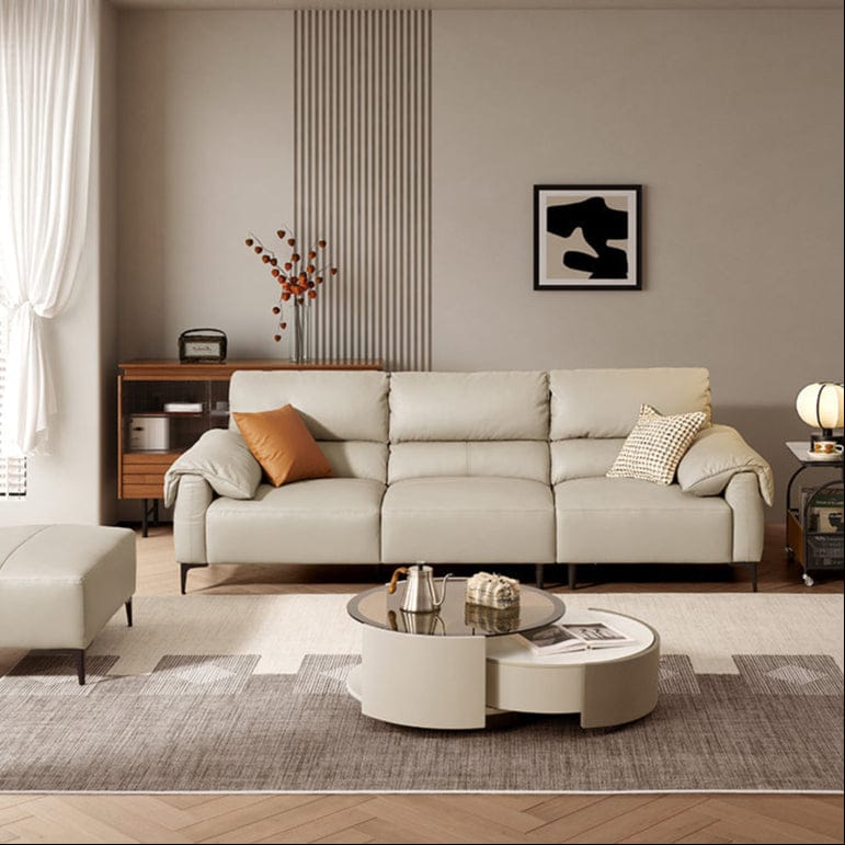 KUKA #1253 3-Seater Minimalist Design Top Grain Leather Sofa (Factory Direct) picket and rail