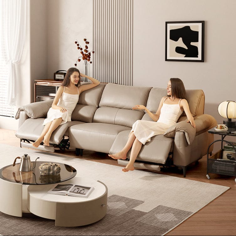 KUKA #1253 3-Seater Minimalist Design Top Grain Leather Sofa (Factory Direct) picket and rail