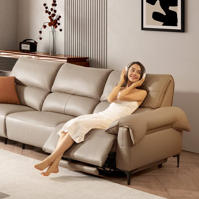 KUKA #1253 3-Seater Minimalist Design Top Grain Leather Sofa (Factory Direct) picket and rail