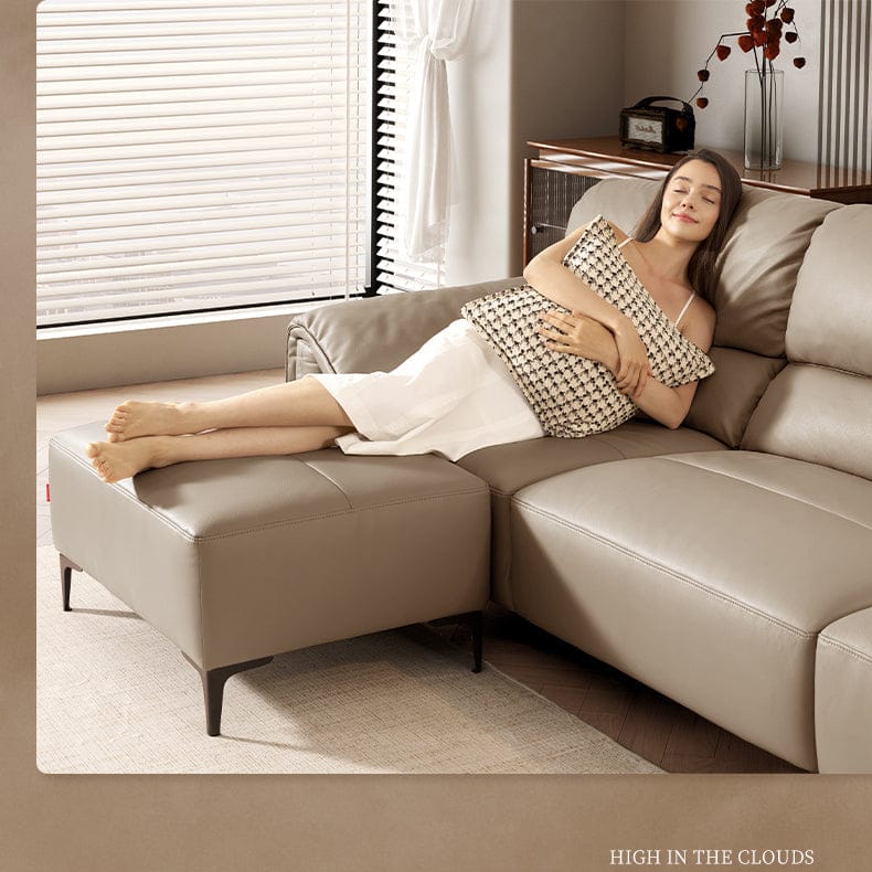 KUKA #1253 3-Seater Minimalist Design Top Grain Leather Sofa (Factory Direct) picket and rail