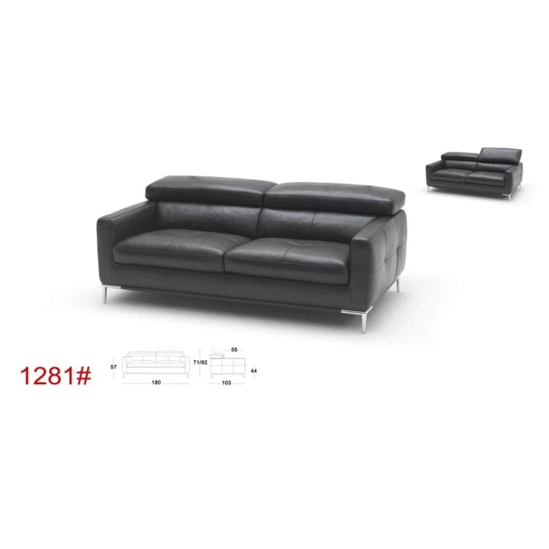 KUKA #1281 Leather Top Grain 2-Seater Leather Sofa (M Series) (I) picket and rail