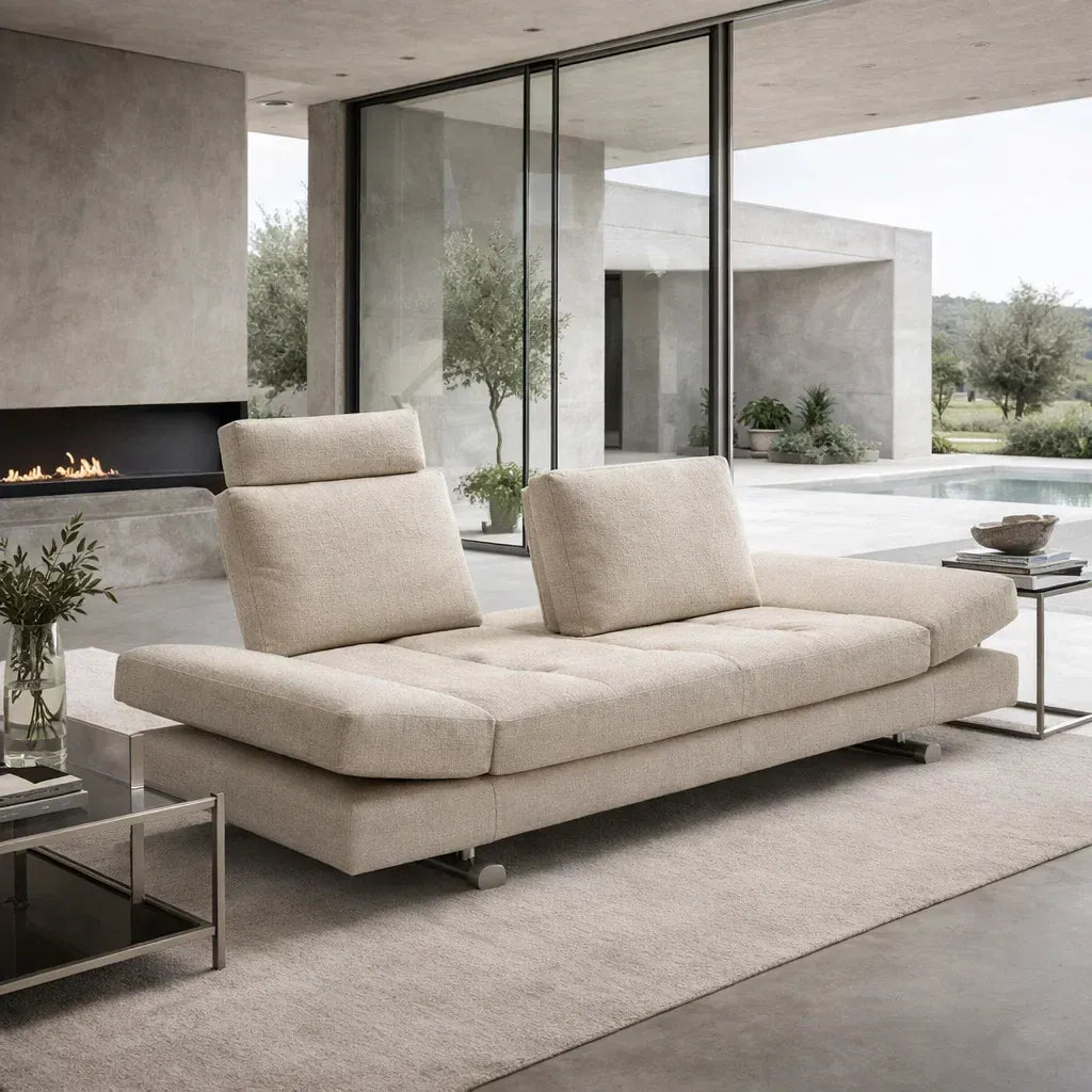 KUKA #1372 Length 2m Custom Modular Performance Fabric/Leather Daybed Sofa (Adjustable Armrests & Headrests) picket and rail