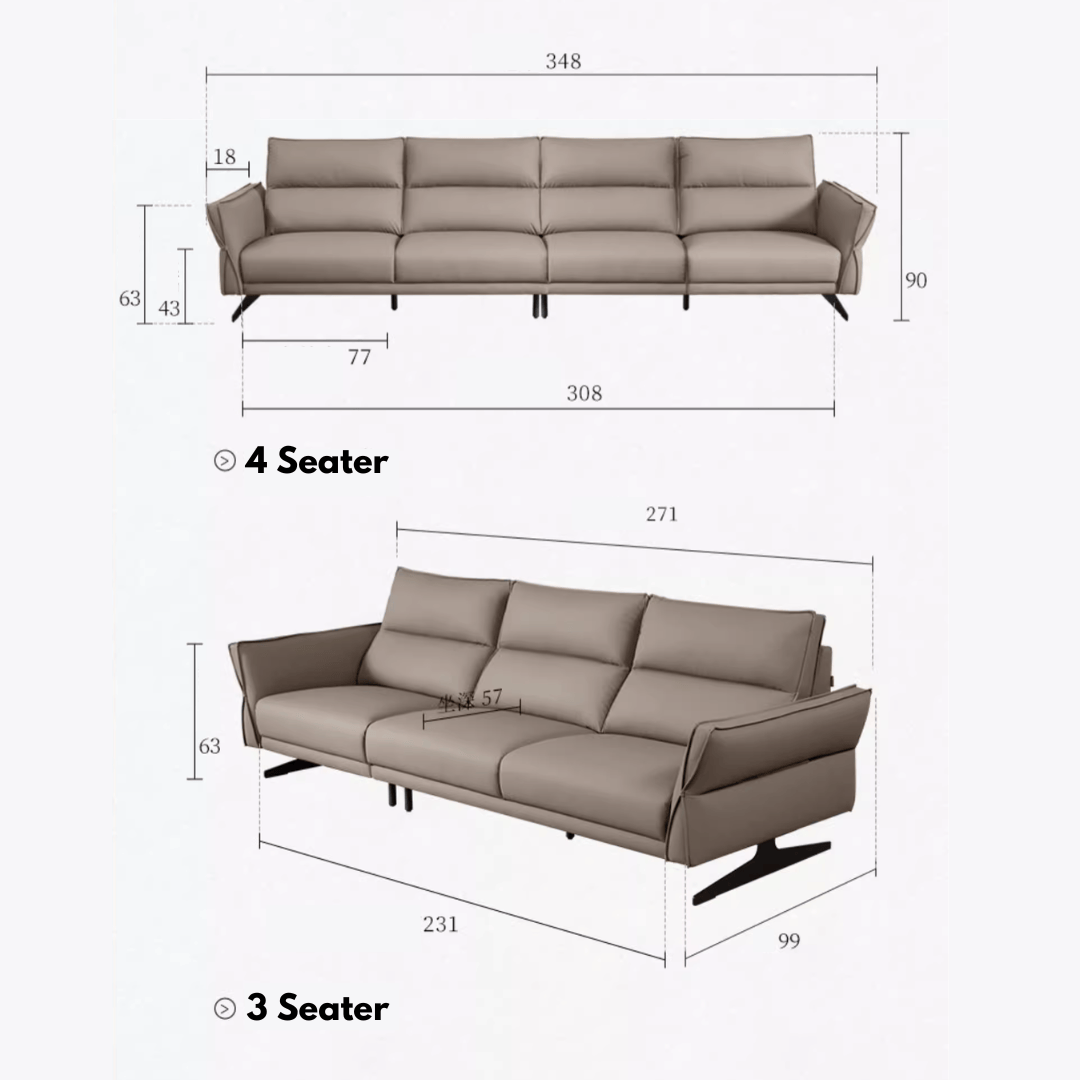 KUKA #2159 3-Seater Compact Design Performance Faux Leather Sofa (Factory Direct) picket and rail