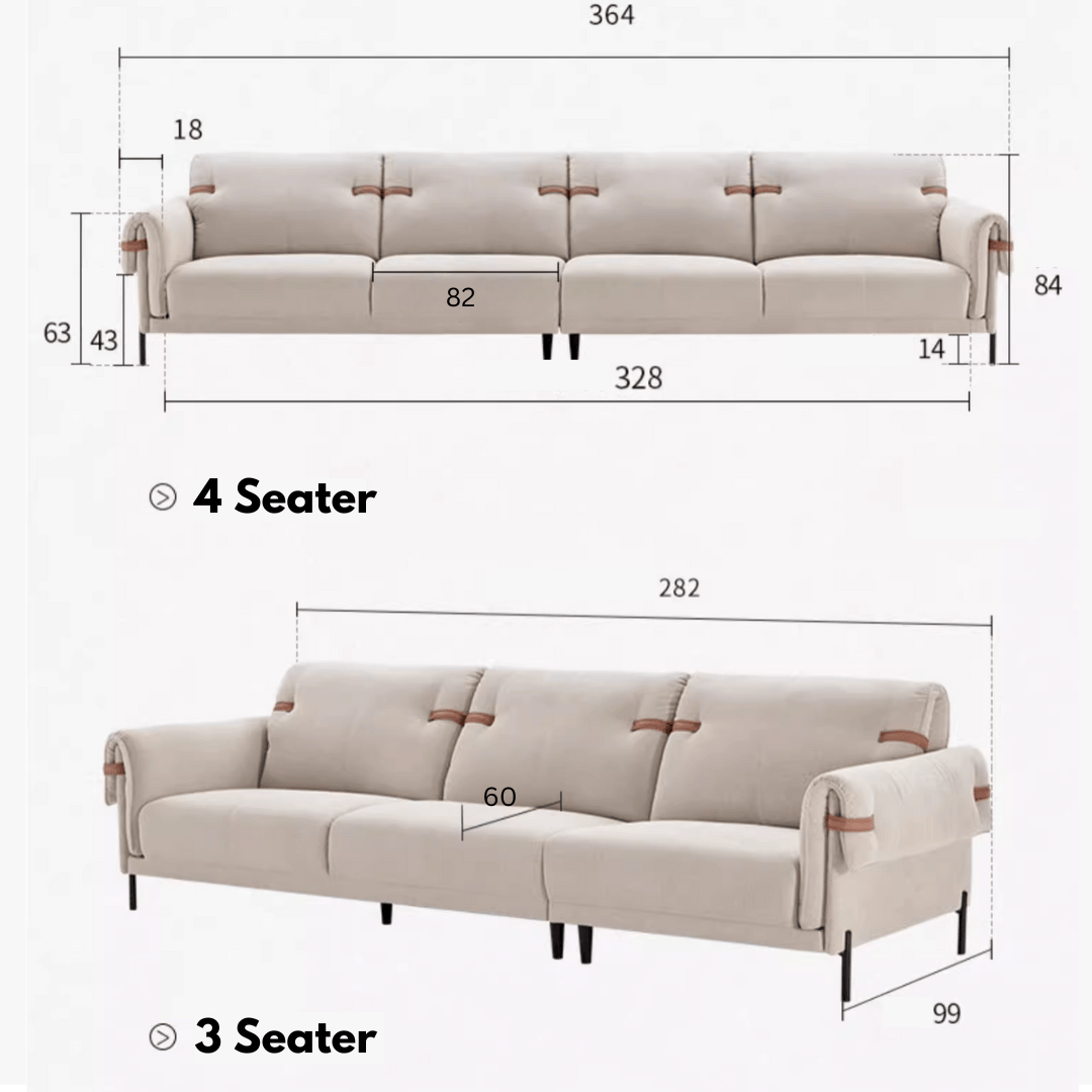 KUKA #2160 3-Seater Performance Leather Nordic Style Sofa (Factory Direct) picket and rail