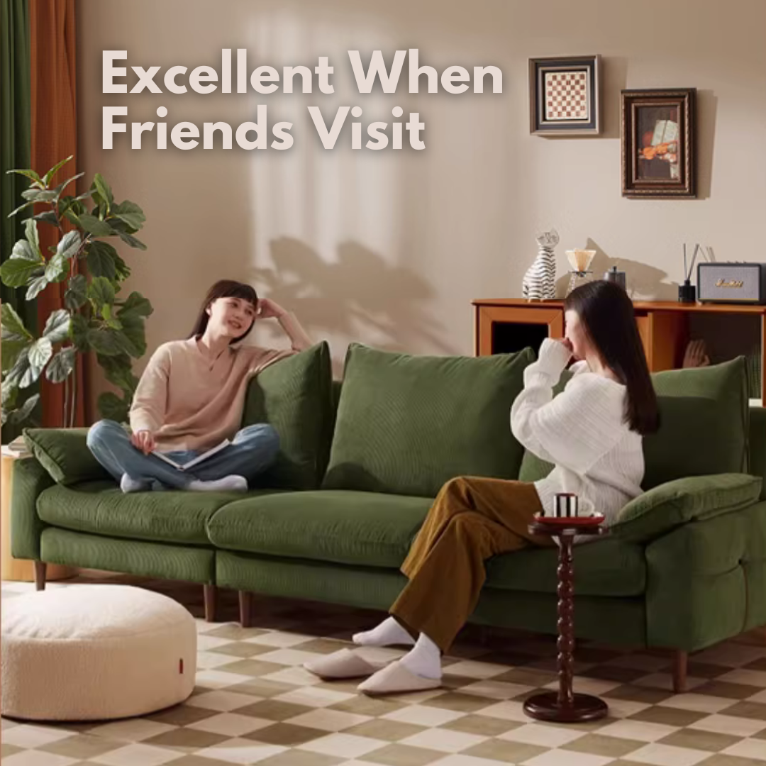 KUKA #2185 3-Seater Mid Century Corduroy Fabric Sofa (Factory Direct) picket and rail