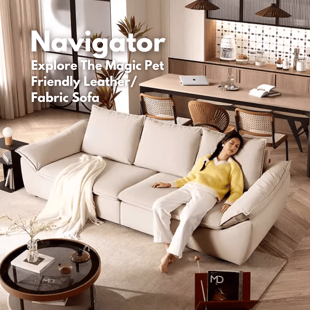 KUKA #2311 3-Seater Performance Leather/Pet Friendly Removable Fabric Cover Sailboat Sofa (Factory Direct) picket and rail