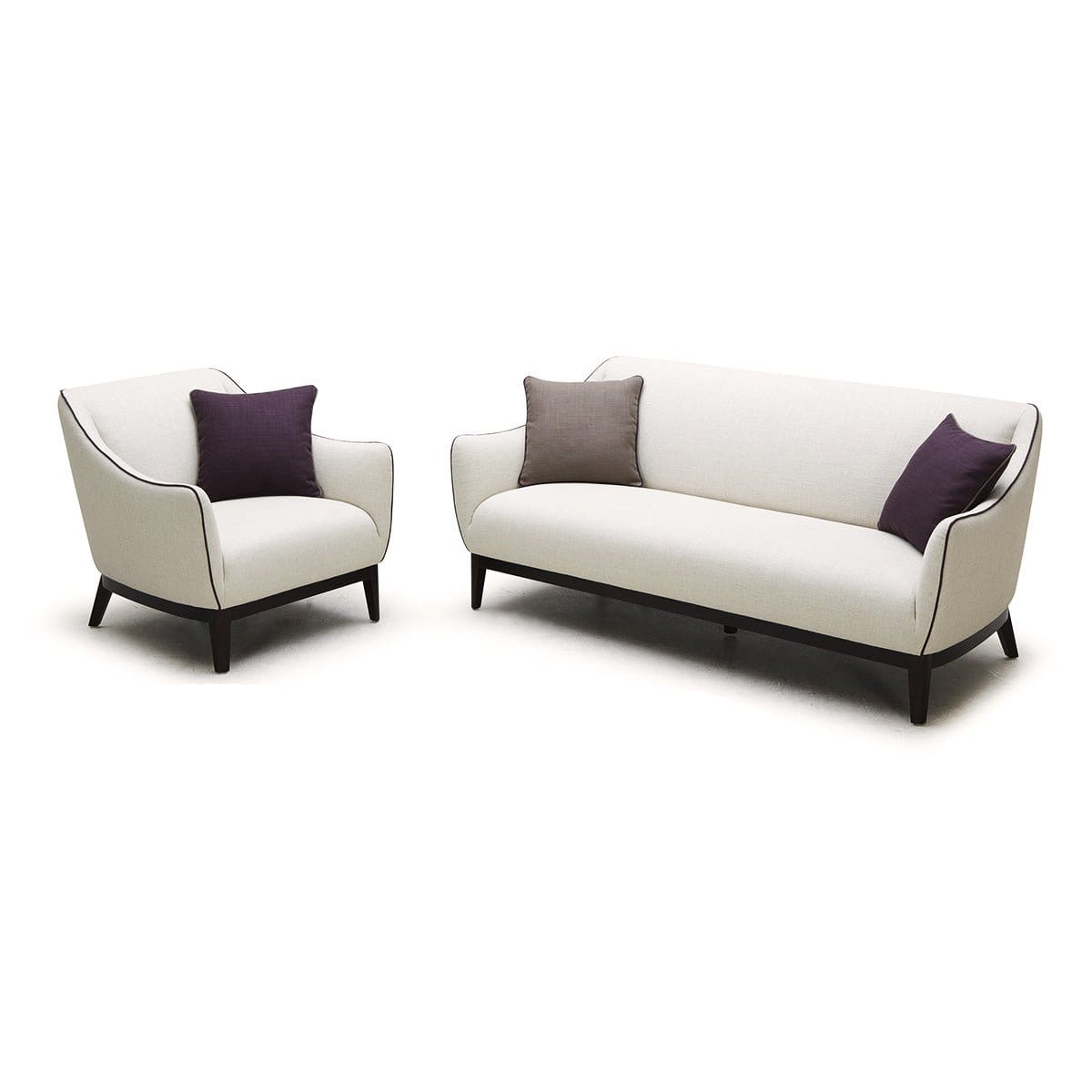 KUKA #2556 3 Seater Fabric Sofa (Color: C-1075/1077) picket and rail