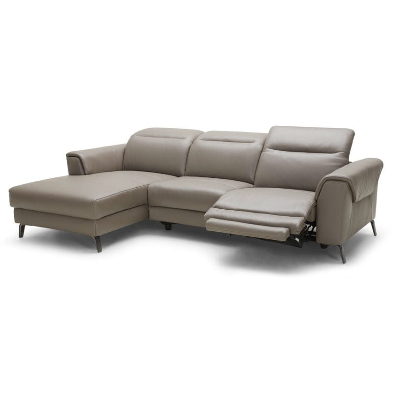 KUKA #5366 Full Leather Recliner Sofa (L shape Chaise Lounge) (M Series) (I) picket and rail