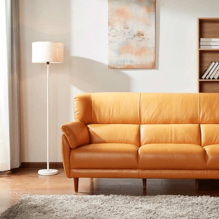 KUKA #5371 Top Grain 3-Seater Highback Leather Sofa (Color: M5658-HL) picket and rail