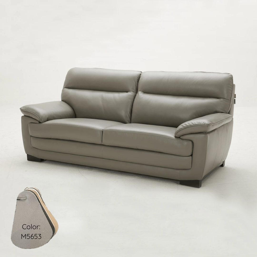 KUKA #5538 Top-Grain 3-Seater Leather Sofa (Color: M5653) picket and rail