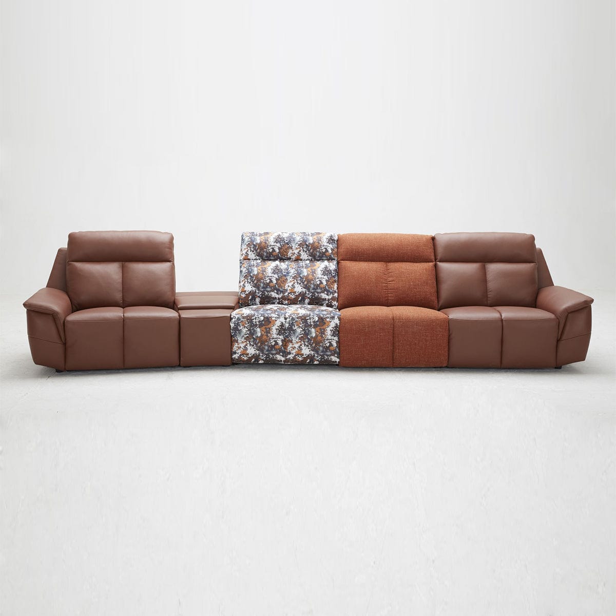 KUKA #5600 Full Leather Sofa (1.5/Corner-Seater, Chaise Lounge) (M1 Series) (I) picket and rail