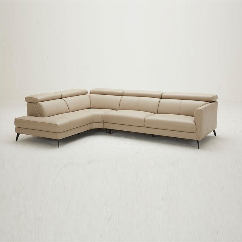 KUKA #5608 Full Leather L-Shaped Corner Sofa picket and rail