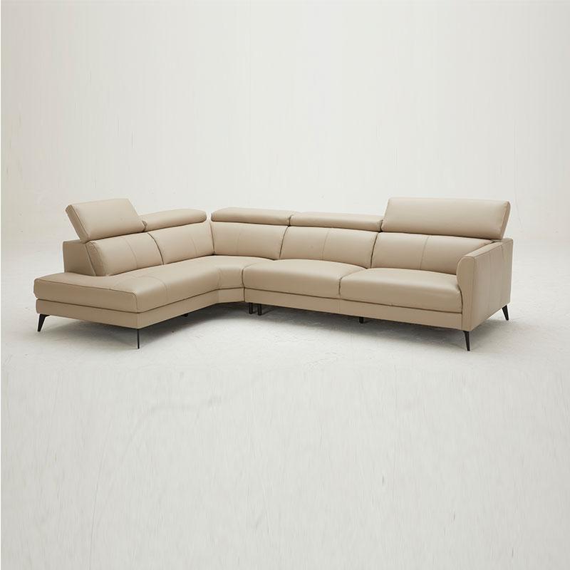 KUKA #5608 Full Leather L-Shaped Corner Sofa picket and rail