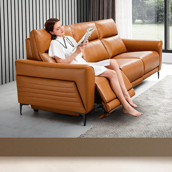 KUKA #6055 3-SeaterZero Wall Top Grain Leather Electric Recliner Sofa (Factory Direct) picket and rail