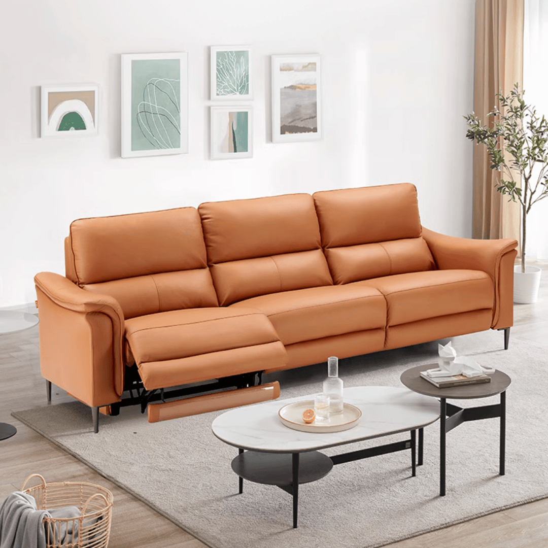 KUKA #6058 Top Grain 3-Seater Performance Faux Leather Zero Wall Electric Recliner (Factory Direct) picket and rail